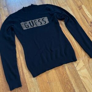 GUESS Black Sweatshirt with Embellished Logo